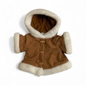 Build A Bear Arctic Fisherman Faux Suede Brown Eskimo Parka Coat Faux Fur Tinsel
